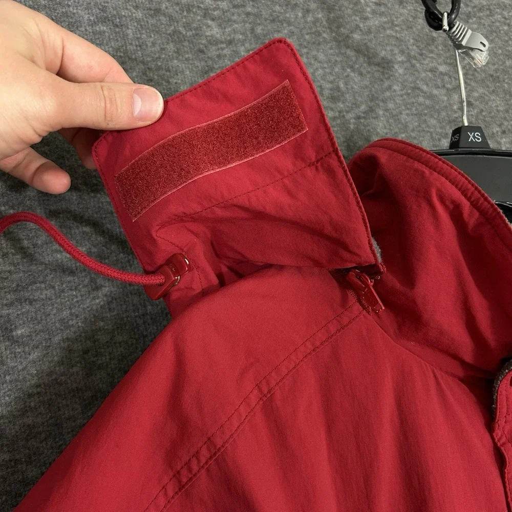 VTG Eddie Bauer‎ Jacket Mens Medium Red Fleece Lined Gorpcore Pocket Hooded 90s